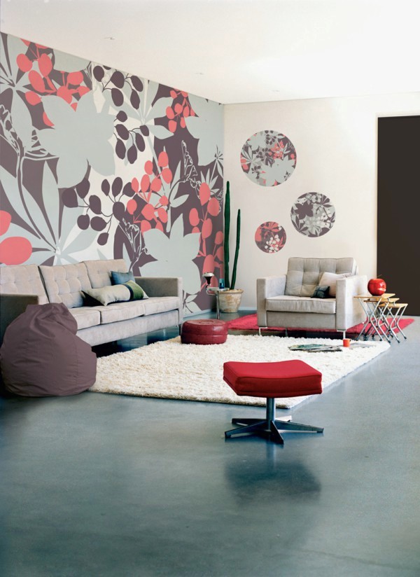 Gambar Desain Wallpaper Dinding Ruang Tamu Minimalis Sederhana Motif Bunga Nyaman Modern Mewah Elagan Terbaru