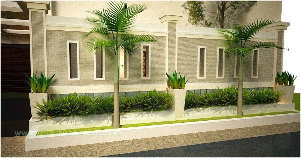 konsep desain pagar rumah minimalis tembok batu alam cantik elegan mewah klasik terbaru