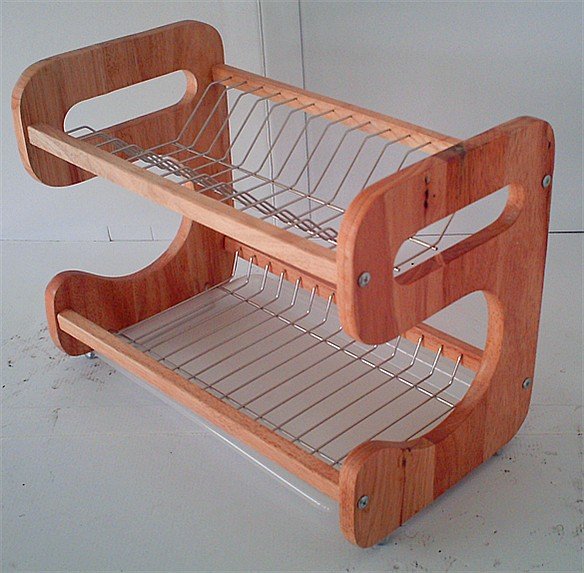 Rak Piring Gantung Stainless Steel Dan Kayu