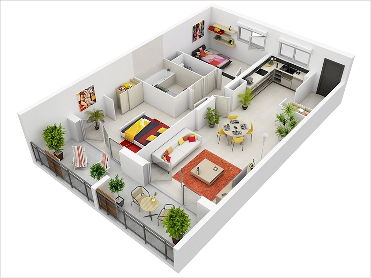 Sketsa Denah Rumah Minimalis Sederhana 2 Kamar Tidur Terbaru