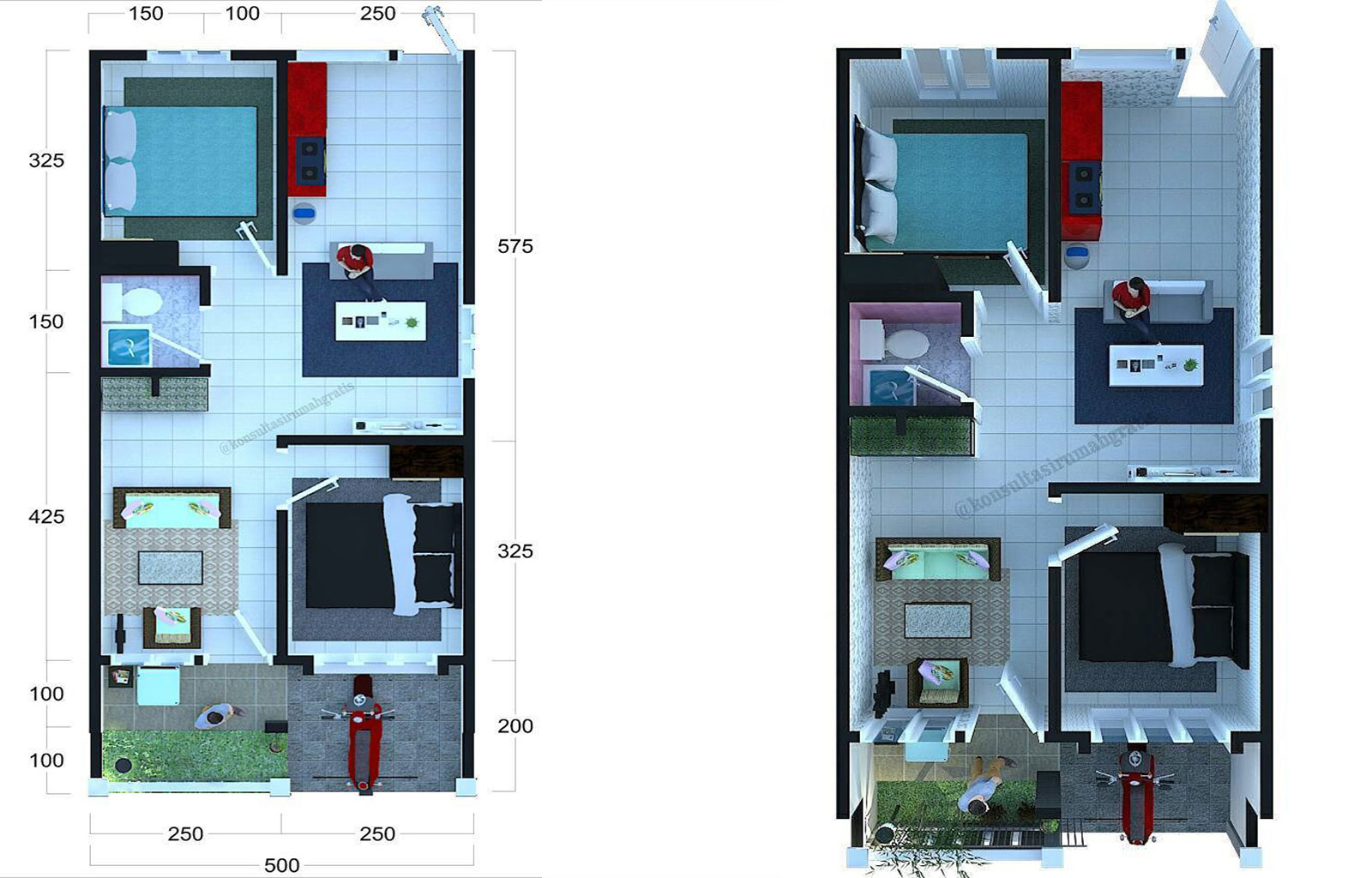 Denah Rumah 6x10 M Atau Denah Rumah Minimalis