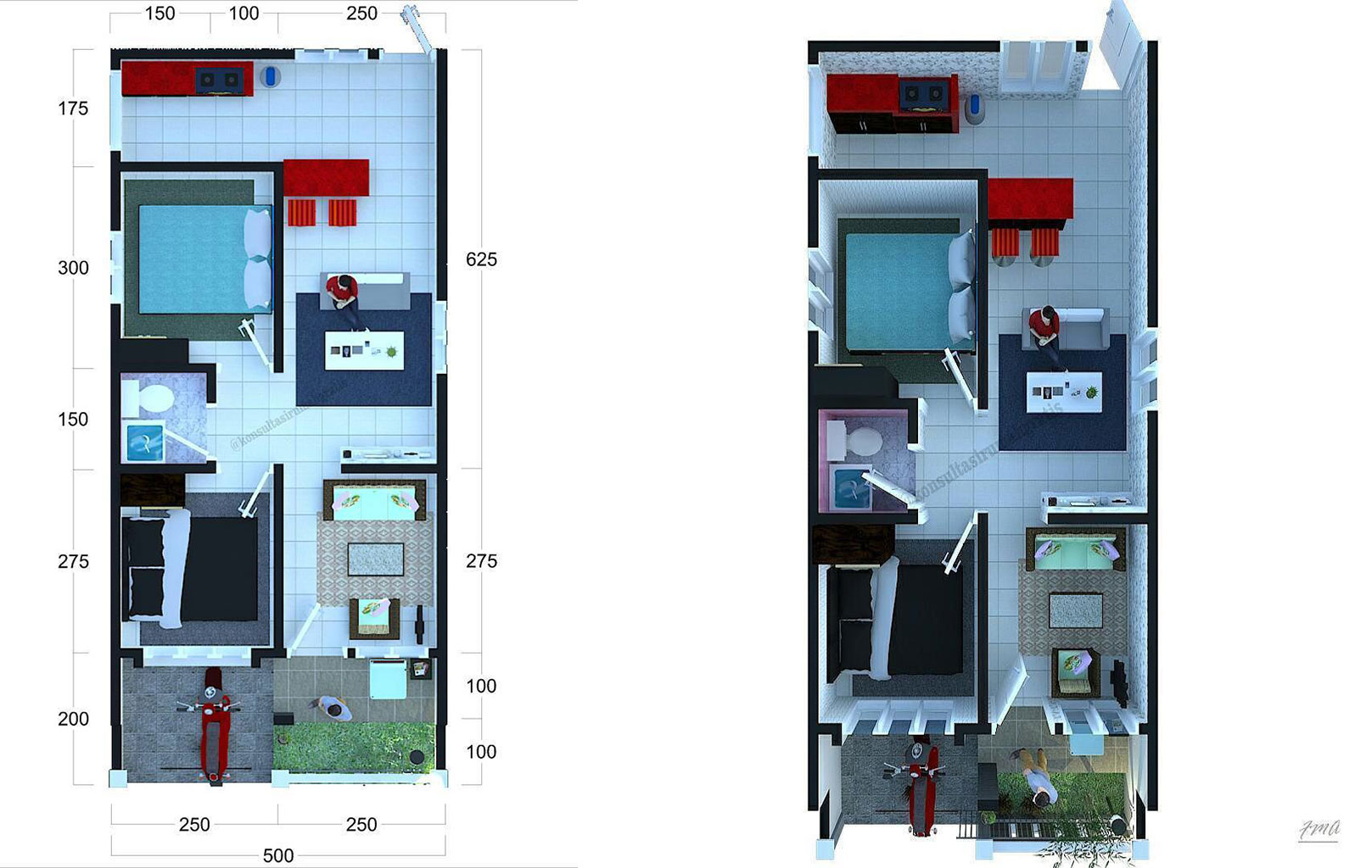 Denah Rumah Minimalis 6x10 M Terbaru