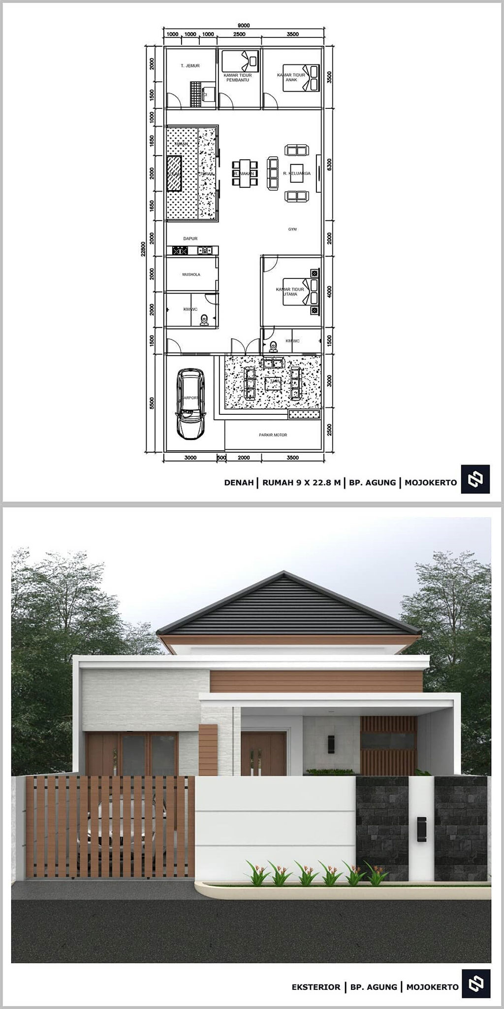 Denah Rumah 3 Kamar Tidur 1 Mushola Terbaru Beserta Keterangannya
