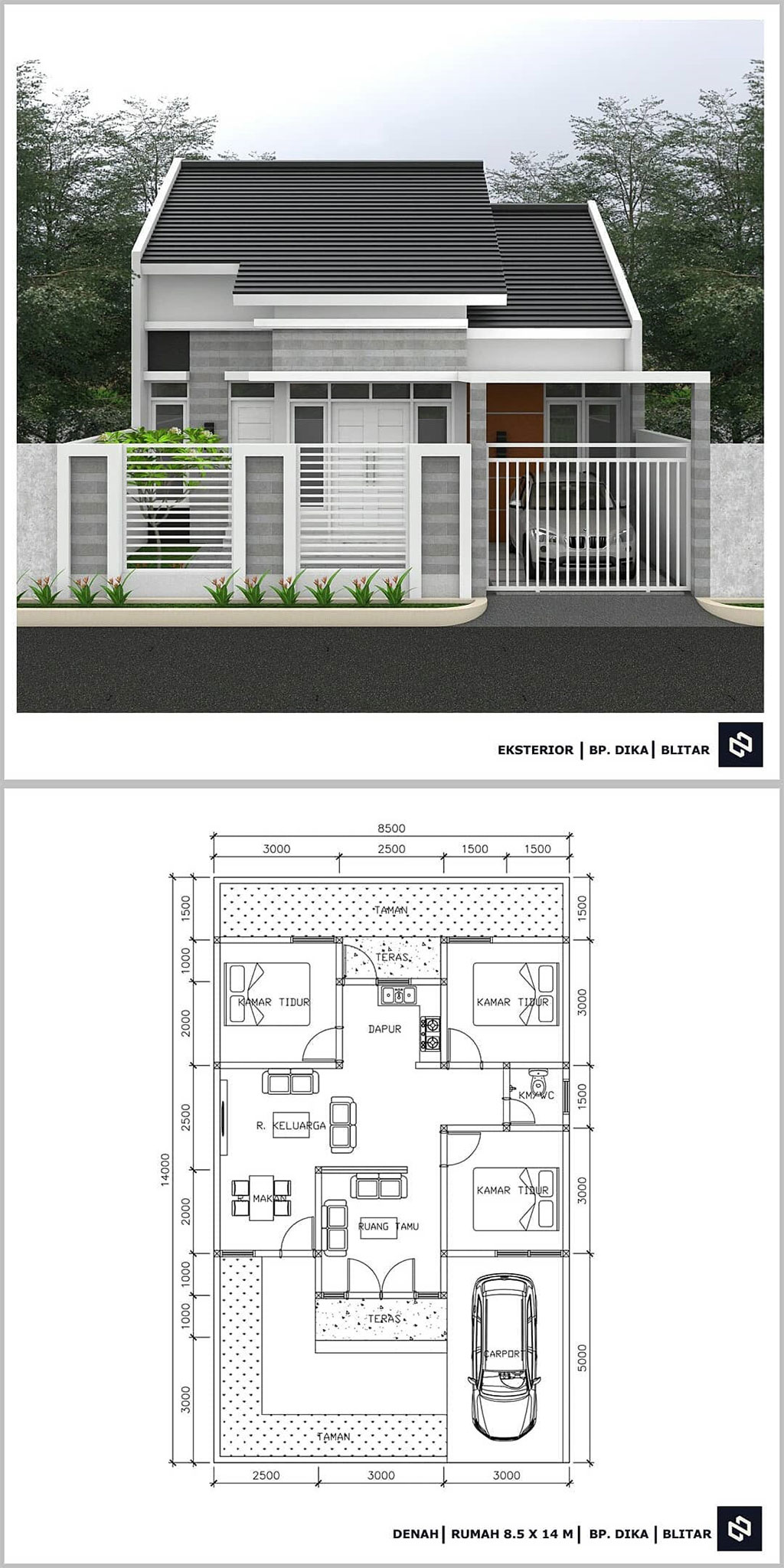 Denah Rumah Minimalis 3 Kamar Tidur 1 Lantai Terbaru Beserta Keterangannya